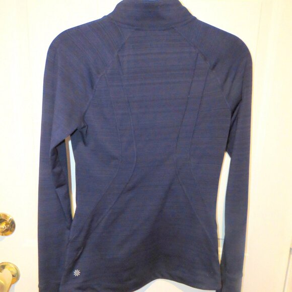 Athleta Sz XXS Heathered Blue Full Zip Mockneck Performance Jacket Thumbholes - Picture 4 of 16